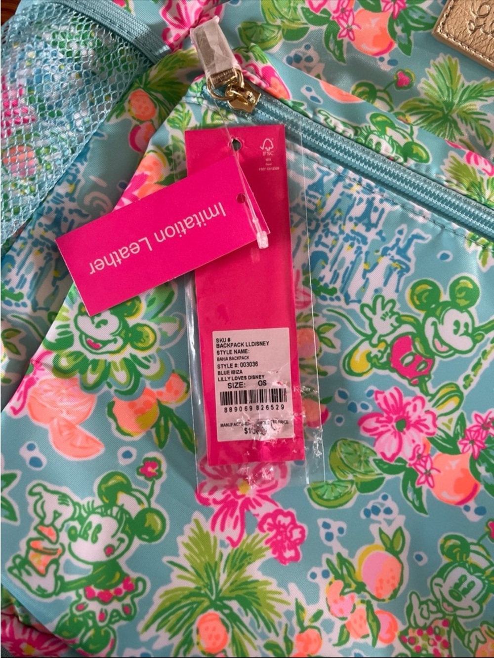 Disney Parks x Lilly Pulitzer Backpack Mickey & Minnie Mouse Cinderella Castle - Picture 3 of 12